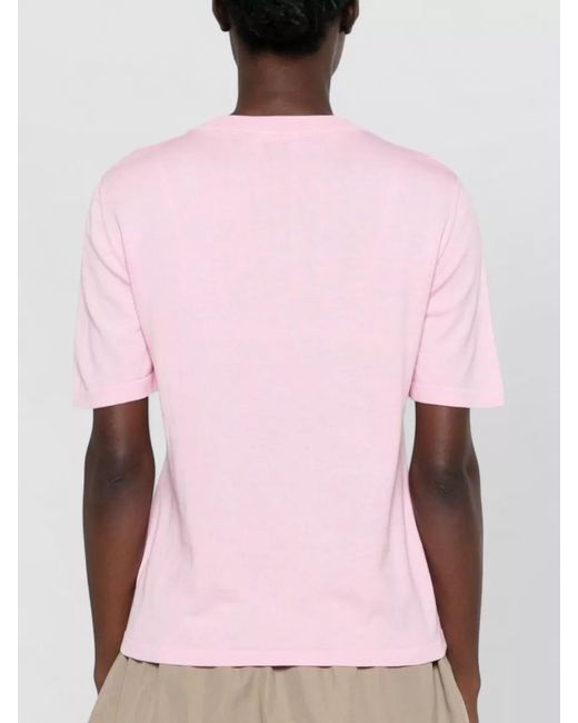 Moschino Pink Graphic Crew Neck Top Nylon Silk