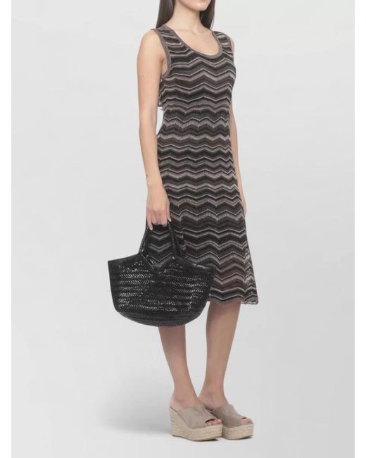 D.exterior Gray Sleeveless Viscose Dress Geometric Pattern
