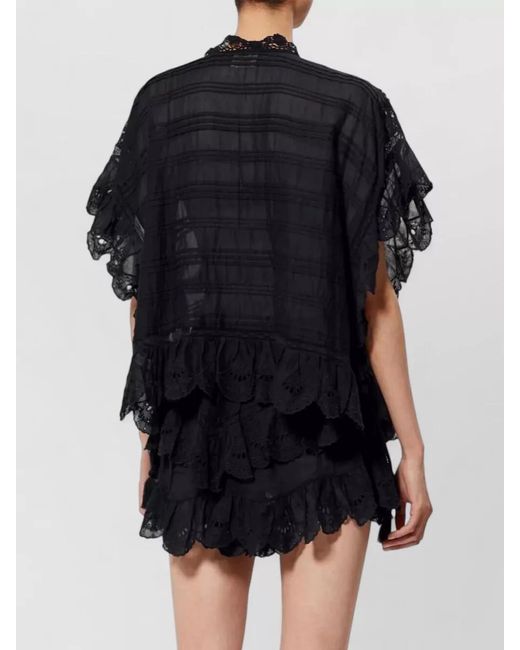 Isabel Marant Black Payton Dress Lace Detail Sheer Tassel