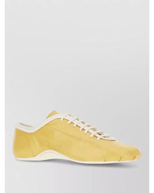 Dries Van Noten Yellow Leather Low-Top Sneakers