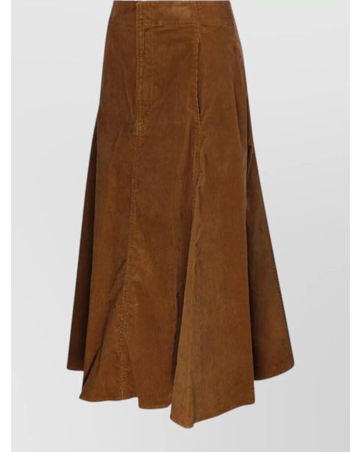 Ralph Lauren Brown High Waist Pleated A Line Skirt