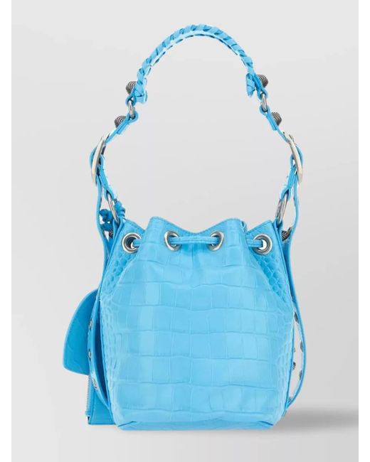 Balenciaga Blue Le Cagole Xs Leather Bucket Bag