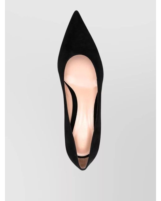 Gianvito Rossi Black Piper Suede Pumps Pointed Toe Block Heel
