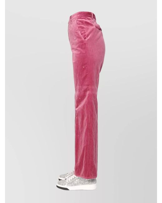 DSquared² Pink Cotton Straight-Leg Trousers