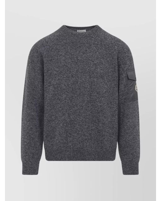 Moncler Gray Pocketed Arm Neck Crew for men