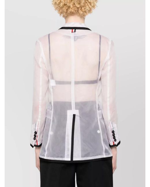 Thom Browne White Silk Semi-Sheer Organza Blazer