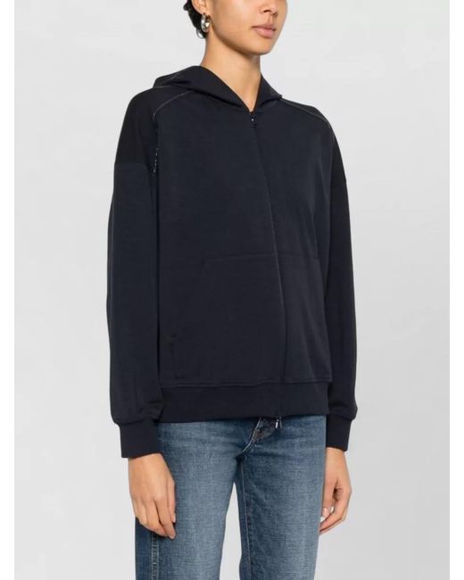 Brunello Cucinelli Blue Cotton Zip-Up Hoodie