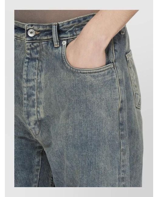 Rick Owens Gray Cotton Mid-Rise Loose-Fit Denim Jeans for men
