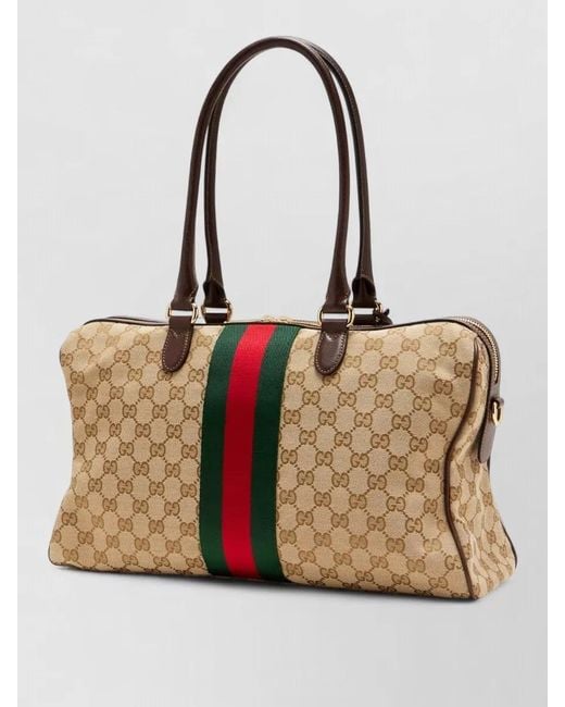 Gucci Natural Horsebit Tote Bag Signature Pattern