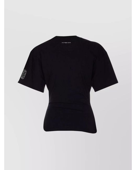 Courreges Black Logo Print Cotton Short Sleeve T-Shirt