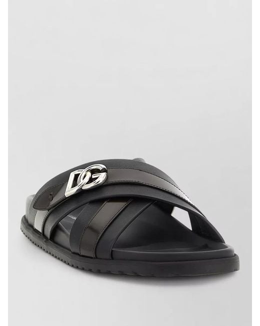 Dolce & Gabbana Black Dg Casual Sandals Cross Strap Flat for men
