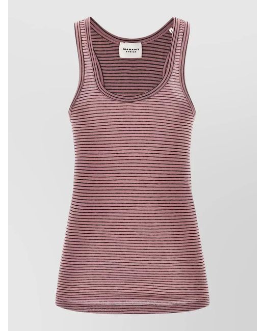 Isabel Marant Red Thea Tank Top Scoop Neck Stripes