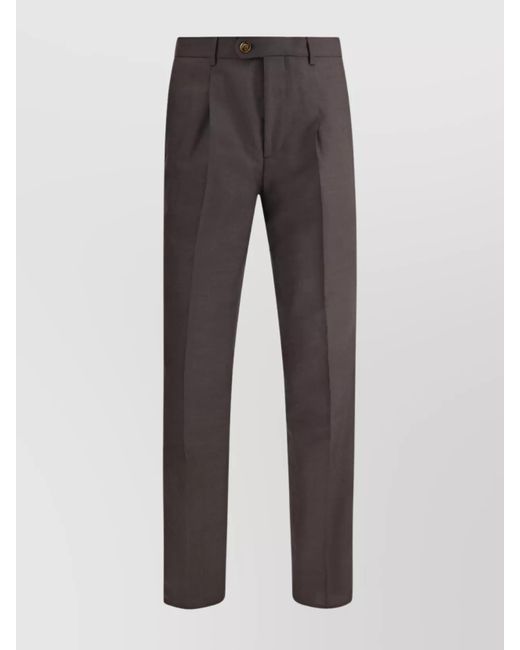Brunello Cucinelli Gray Wool Trousers Belt Loops for men