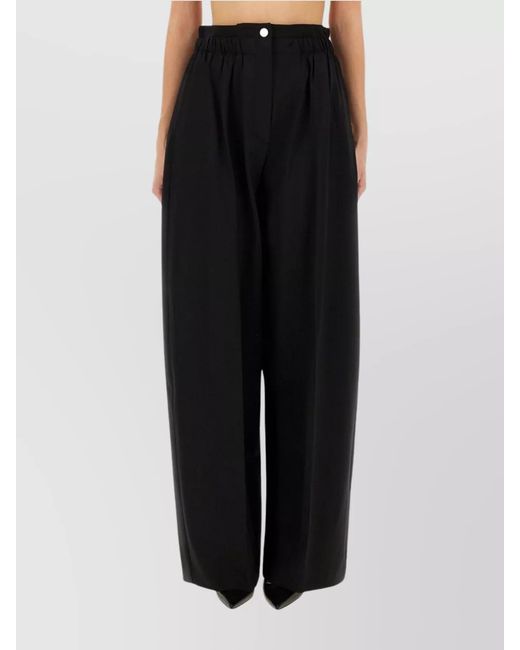 Sportmax Black Virgin Wool Wide-Leg Trousers