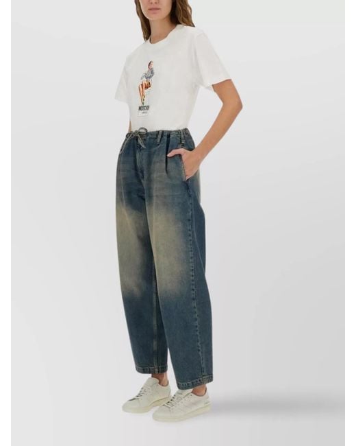 Moschino Blue Denim Wide-Leg Trousers