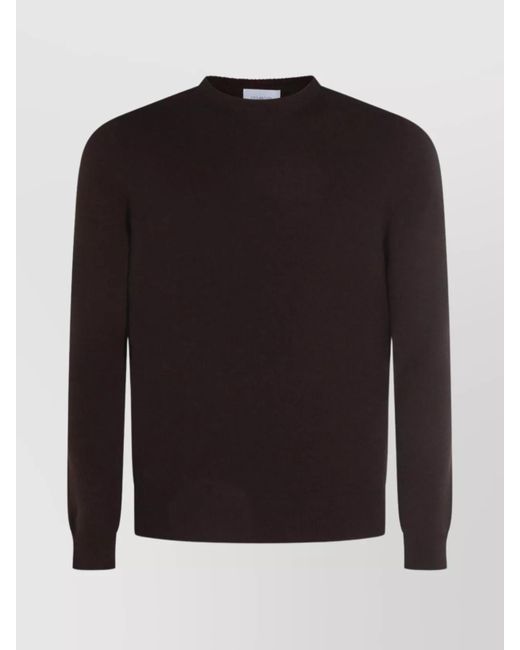Malo Black Long Sleeve Ribbed Hem Crew Neck Sweater for men