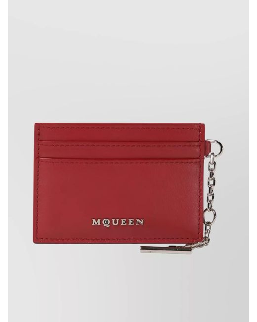 McQueen Red Leather Sling Card Holder