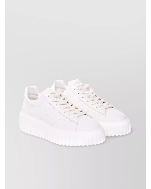 Hogan White Leather Low-Top Sneakers