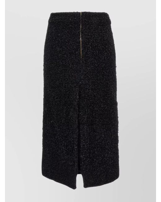 Balenciaga Black Tweed High-Rise Midi Pencil Skirt