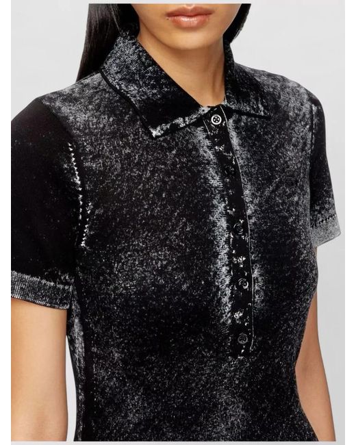 DIESEL Black Knee Length Dress Cotton Knit Texture