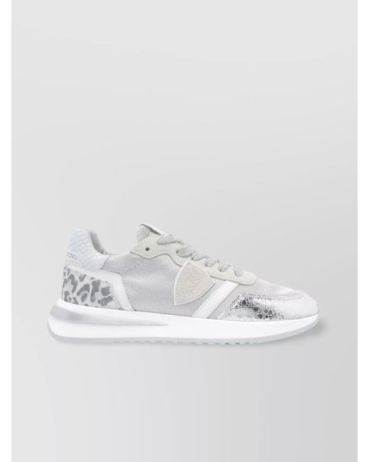 Philippe Model White Canvas Low-Top Sneakers