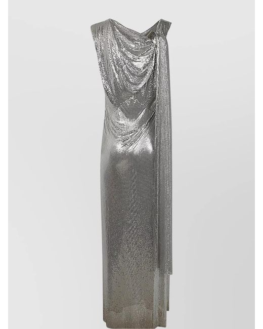 Rabanne Gray Metallic Mesh Maxi Dress
