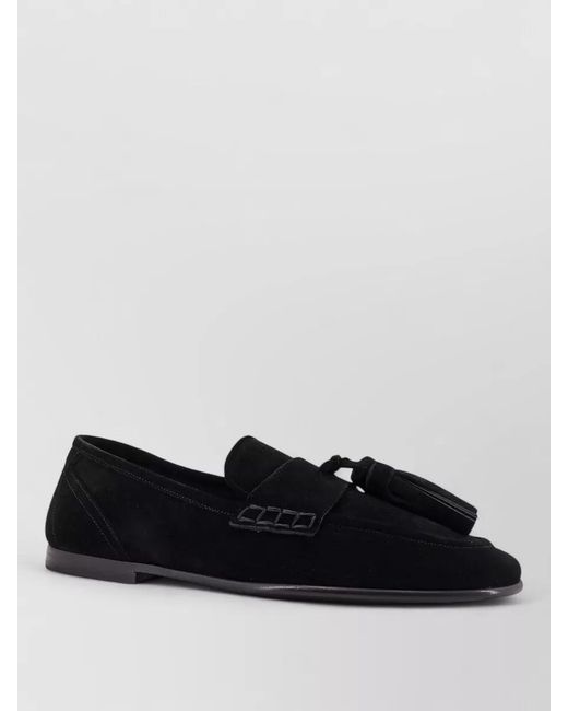 Dolce & Gabbana Black Leather Suede Loafers for men