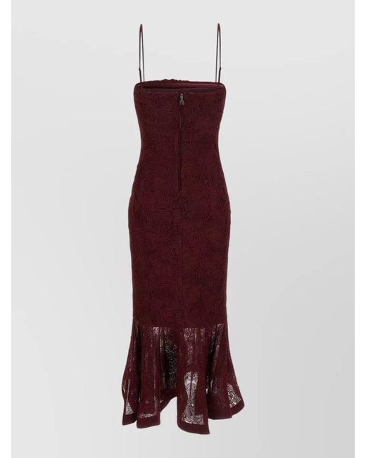 ROTATE BIRGER CHRISTENSEN Mesh Flounce Dress Flared Hem Spaghetti Straps