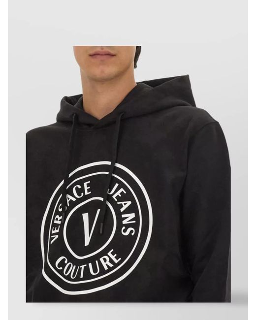 Versace Jeans Couture Black Cotton Regular-Fit Hoodie for men