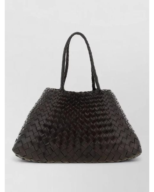 Dragon Diffusion Black Santa Croce Large Woven Shoulder Tote Bag