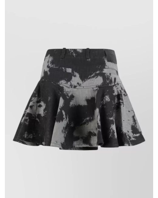 Fendi Gray High Waist Patterned Skirt Belt Loops