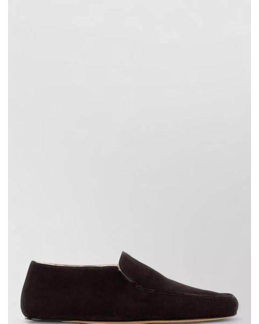The Row White Suede Leo Loafers Round Toe Flat Sole for men