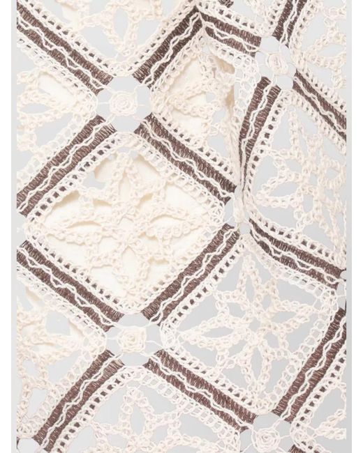 Herno Natural Lace Shorts Geometric Pattern Scalloped Hem