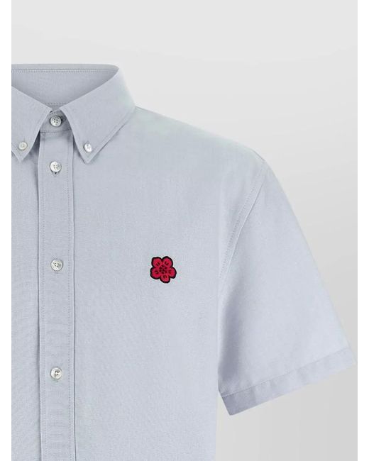 KENZO Blue Cotton Short-Sleeve Shirt for men