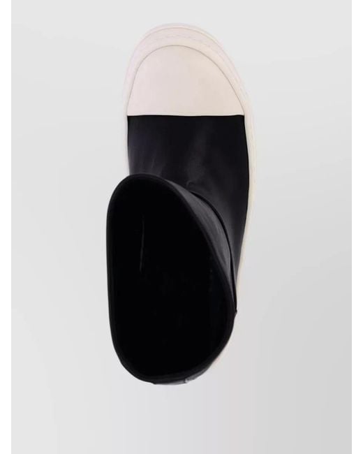Rick Owens Black Leather Ankle Sneakers Modern Silhouette Rubber Sole