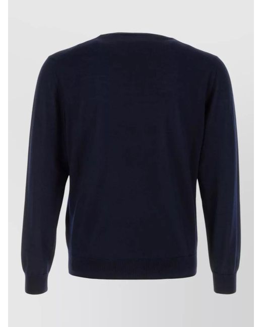 Prada Blue Wool Crew Neck Sweater Long Sleeves for men