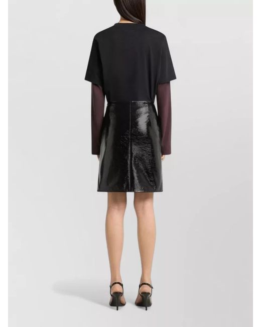Courreges Black High Waist Knee Length Nylon Silk Skirt