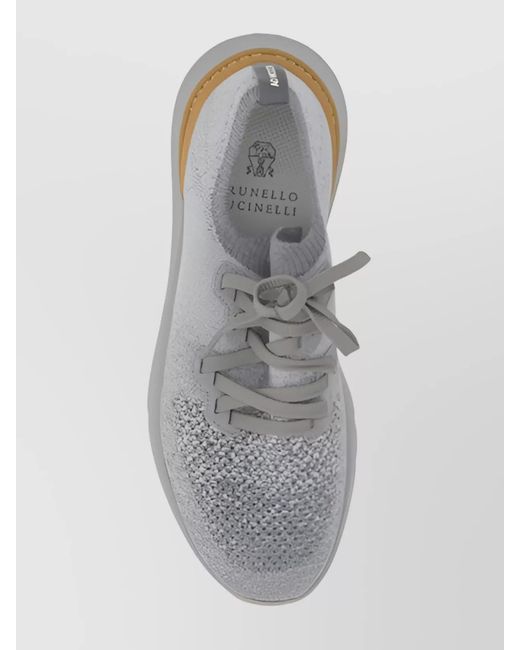 Brunello Cucinelli Gray Cotton Knit Low-Top Sneakers for men