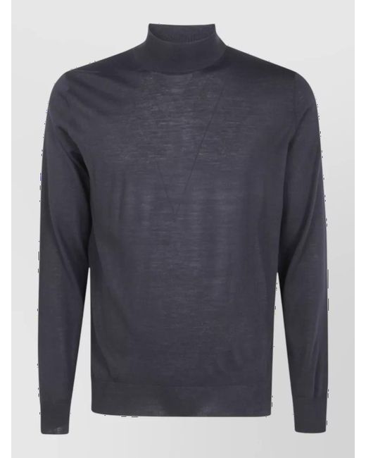 Filippo De Laurentis Blue Merino Wool Mock Turtleneck Jumper for men
