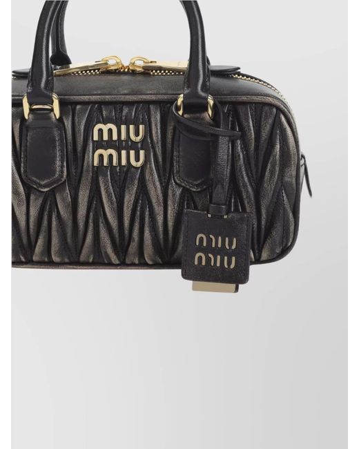 Miu Miu Black Arcadie Lamb Leather Shoulder Bag