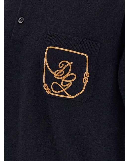 Dolce & Gabbana Blue Virgin Wool Regular-Fit Polo Shirt for men