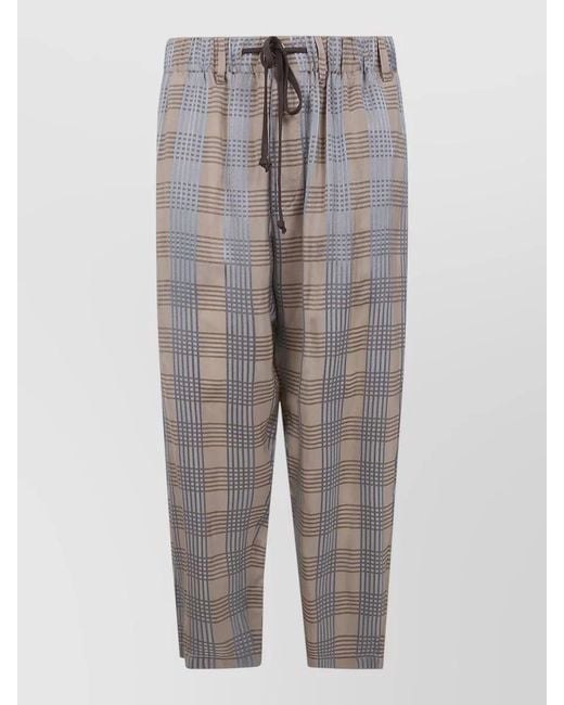 Uma Wang Gray Gorlitz Checked Trousers Side And Back Pockets for men