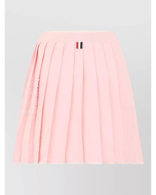 Thom Browne Pink Pleated Mini Skirt Above Knee Length