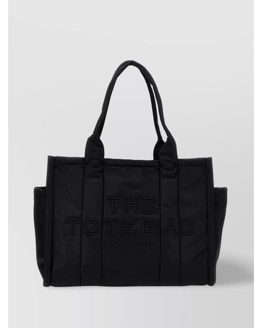Marc Jacobs Black Oversized Nylon Tote With Side Pockets And Top Handles