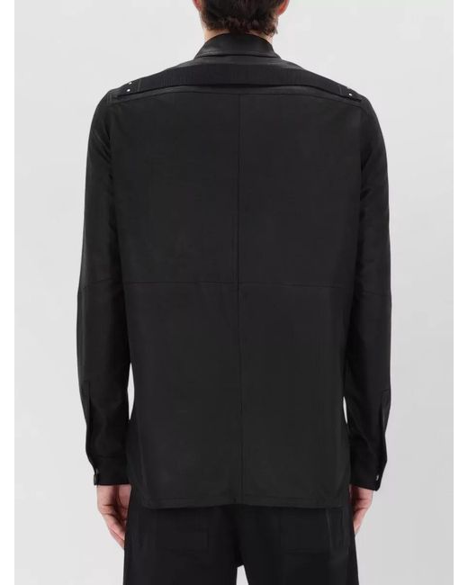 Rick Owens Black Leather Shirt Jacket for men