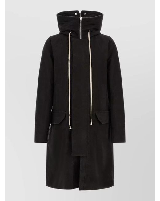 Rick Owens Black Megaparka Hooded Long Parka Casual Style for men
