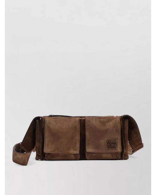 Miu Miu Brown Belt Bag Adjustable Strap Front Flap Pockets
