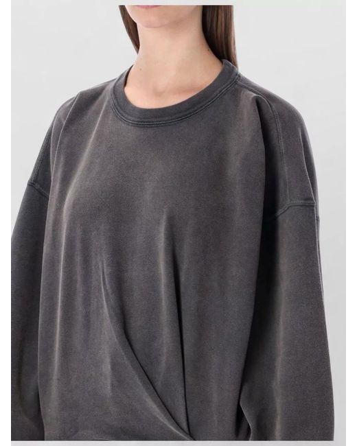 Isabel Marant Gray Cotton Pleated-Drape Crewneck Sweatshirt
