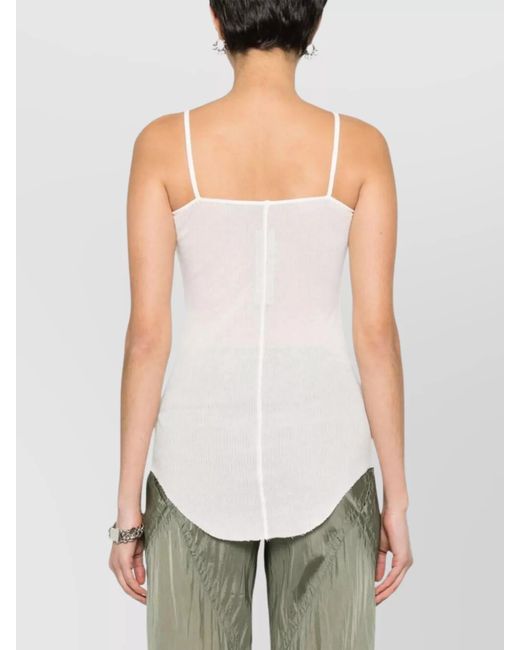 Rick Owens White Ribbed Tank Top