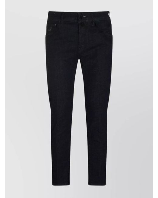 Jacob Cohen Blue Straight Leg Trousers With Belt Loops And Pockets for men